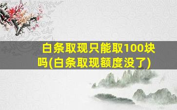 白条取现只能取100块吗(白条取现额度没了)