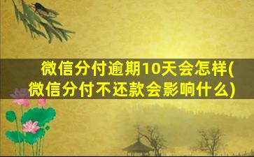 微信分付逾期10天会怎样(微信分付不还款会影响什么)