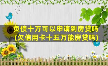 负债十万可以申请到房贷吗(欠信用卡十五万能房贷吗)