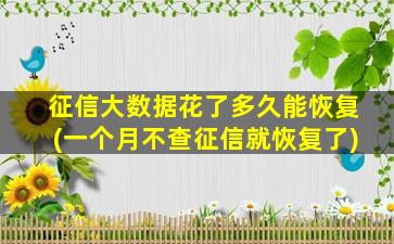 征信大数据花了多久能恢复(一个月不查征信就恢复了)