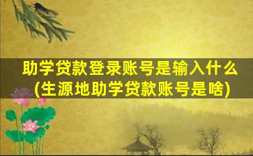 助学贷款登录账号是输入什么(生源地助学贷款账号是啥)