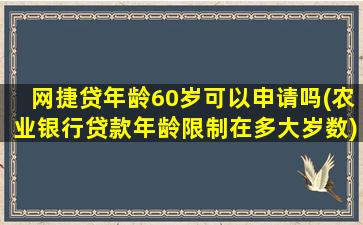 网捷贷年龄60岁可以申请吗(农业银行贷款年龄限制在多大岁数)