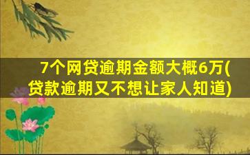 7个网贷逾期金额大概6万(贷款逾期又不想让家人知道)