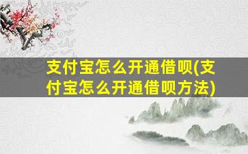 支付宝怎么开通借呗(支付宝怎么开通借呗方法)