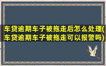 车贷逾期车子被拖走后怎么处理(车贷逾期车子被拖走可以报警吗)