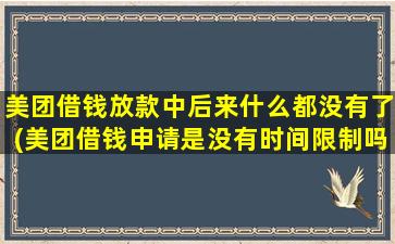 美团借钱放款中后来什么都没有了(美团借钱申请是没有时间限制吗)