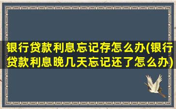 银行贷款利息忘记存怎么办(银行贷款利息晚几天忘记还了怎么办)