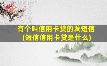 有个叫信用卡贷的发短信(短信信用卡贷是什么)