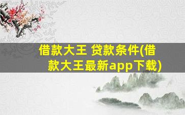 借款大王 贷款条件(借款大王最新app下载)