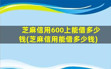 芝麻信用600上能借多少钱(芝麻信用能借多少钱)