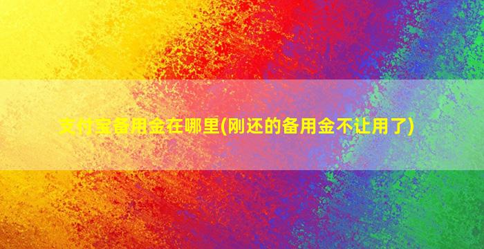 支付宝备用金在哪里(刚还的备用金不让用了)