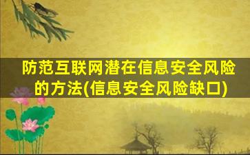 防范互联网潜在信息安全风险的方法(信息安全风险缺口)