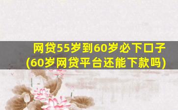 网贷55岁到60岁必下口子(60岁网贷平台还能下款吗)