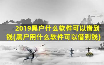 2019黑户什么软件可以借到钱(黑户用什么软件可以借到钱)