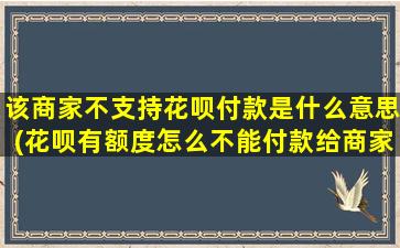 该商家不支持花呗付款是什么意思(花呗有额度怎么不能付款给商家了)