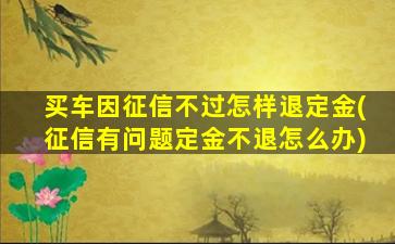 买车因征信不过怎样退定金(征信有问题定金不退怎么办)