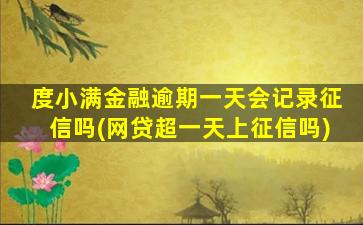 度小满金融逾期一天会记录征信吗(网贷超一天上征信吗)