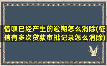 借呗已经产生的逾期怎么消除(征信有多次贷款审批记录怎么消除)