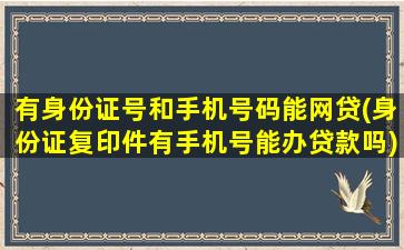 有身份证号和手机号码能网贷(身份证复印件有手机号能办贷款吗)