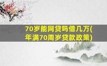 70岁能网贷吗借几万(年满70周岁贷款政策)