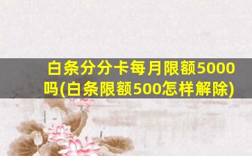 白条分分卡每月限额5000吗(白条限额500怎样解除)