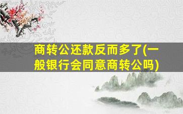 商转公还款反而多了(一般银行会同意商转公吗)