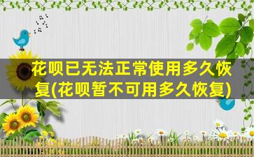 花呗已无法正常使用多久恢复(花呗暂不可用多久恢复)