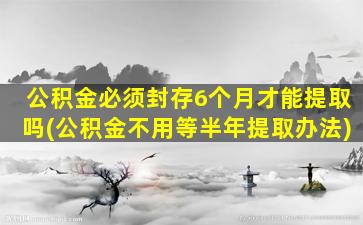 公积金必须封存6个月才能提取吗(公积金不用等半年提取办法)