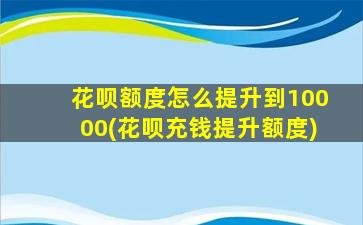 花呗额度怎么提升到10000(花呗充钱提升额度)