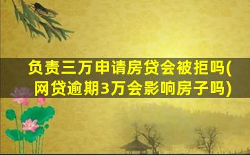 负责三万申请房贷会被拒吗(网贷逾期3万会影响房子吗)