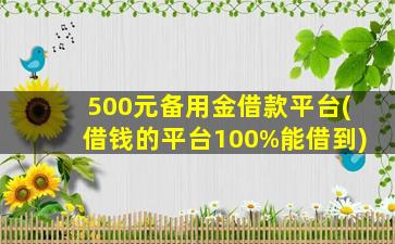 500元备用金借款平台(借钱的平台100%能借到)