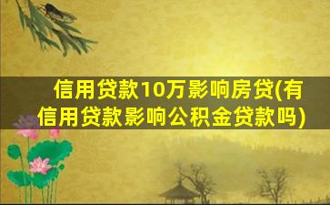 信用贷款10万影响房贷(有信用贷款影响公积金贷款吗)