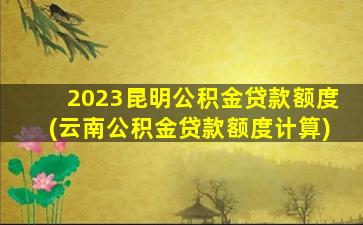 2023昆明公积金贷款额度(云南公积金贷款额度计算)