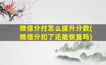 微信分付怎么提升分数(微信分扣了还能恢复吗)