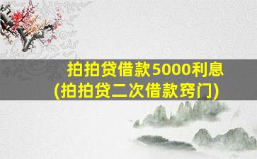 拍拍贷借款5000利息(拍拍贷二次借款窍门)