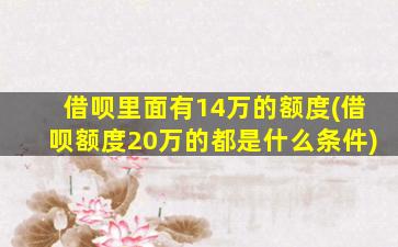 借呗里面有14万的额度(借呗额度20万的都是什么条件)