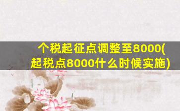 个税起征点调整至8000(起税点8000什么时候实施)