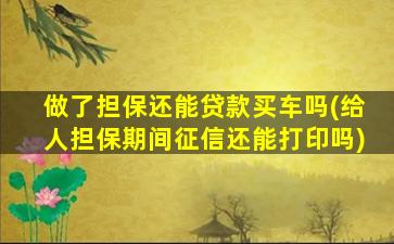 做了担保还能贷款买车吗(给人担保期间征信还能打印吗)