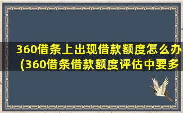 360借条上出现借款额度怎么办(360借条借款额度评估中要多久)