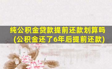 纯公积金贷款提前还款划算吗(公积金还了6年后提前还款)