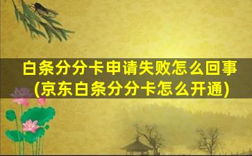 白条分分卡申请失败怎么回事(京东白条分分卡怎么开通)