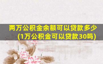 两万公积金余额可以贷款多少(1万公积金可以贷款30吗)