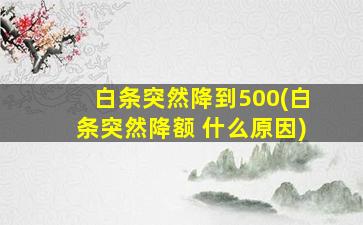 白条突然降到500(白条突然降额 什么原因)