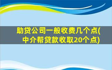 助贷公司一般收费几个点(中介帮贷款收取20个点)