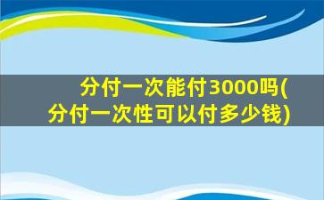 分付一次能付3000吗(分付一次性可以付多少钱)