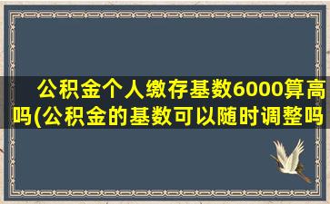 公积金个人缴存基数6000算高吗(公积金的基数可以随时调整吗)