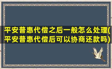 平安普惠代偿之后一般怎么处理(平安普惠代偿后可以协商还款吗)