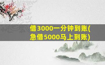 借3000一分钟到账(急借5000马上到账)