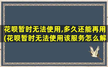 花呗暂时无法使用,多久还能再用(花呗暂时无法使用该服务怎么解决)