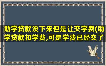 助学贷款没下来但是让交学费(助学贷款扣学费,可是学费已经交了)